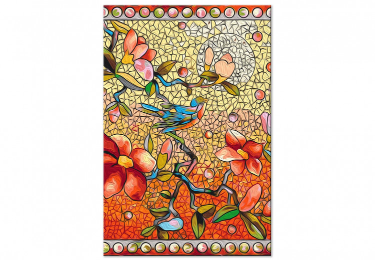 Cuadro para pintar por números Orange Nature - Colorful Stained Glass Window With Birds and Magnolia Bush 148455 additionalImage 6