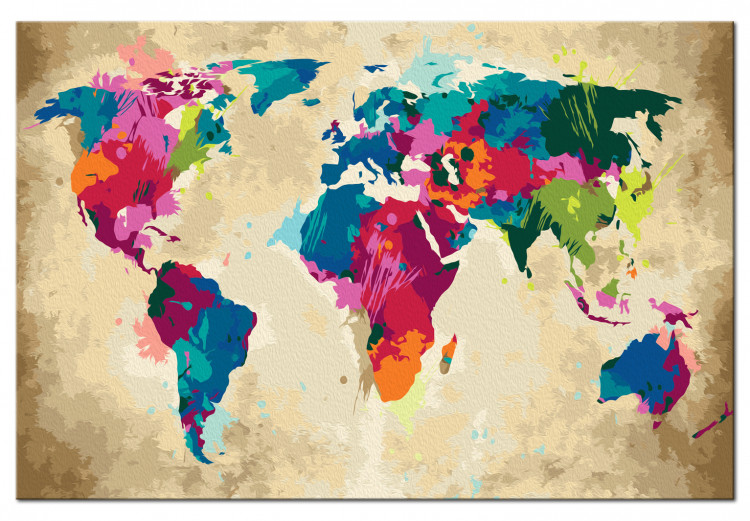 Pintura por número CON MARCO Mapa del mundo, Kit de pintura por números  para adultos sobre lienzo, Pintar mapa colorido -  España
