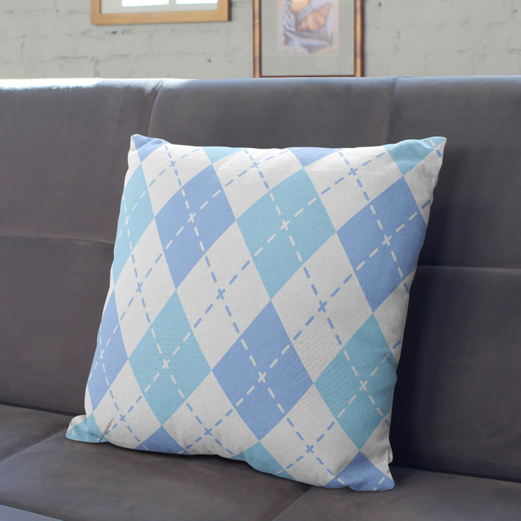 Cojín de microfibra Composition of quadrangles - composition in shades of white and blue cushions 146995 additionalImage 2