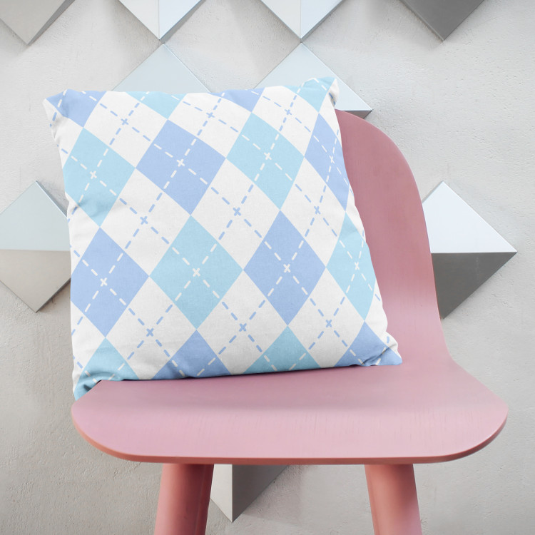 Cojín de microfibra Composition of quadrangles - composition in shades of white and blue cushions 146995 additionalImage 3
