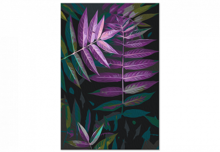 Cuadro numerado para pintar Evening Leaves - Twilight Plant of Purple, Black and Green Colors 146206 additionalImage 4