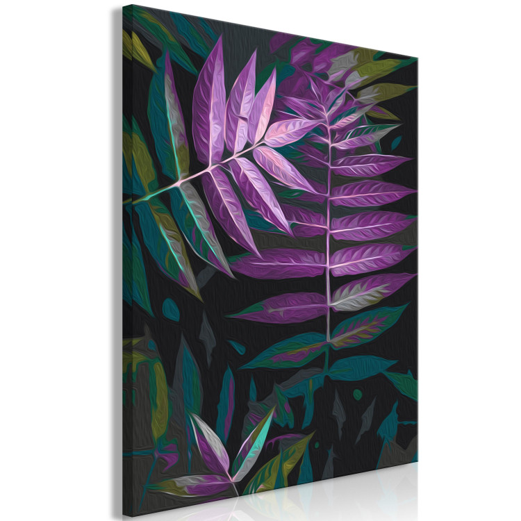 Cuadro numerado para pintar Evening Leaves - Twilight Plant of Purple, Black and Green Colors 146206 additionalImage 6