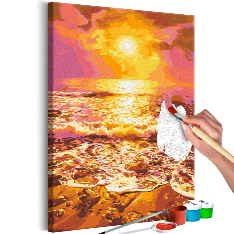 Cuadro para pintar con números Right Sky - Orange-Gold Sunrise and Foamy Waves 144526 additionalImage 7