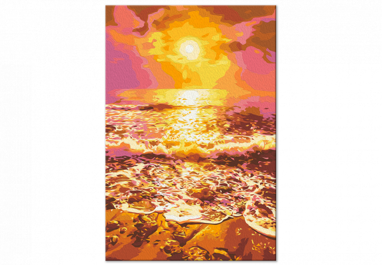 Cuadro para pintar con números Right Sky - Orange-Gold Sunrise and Foamy Waves 144526 additionalImage 4