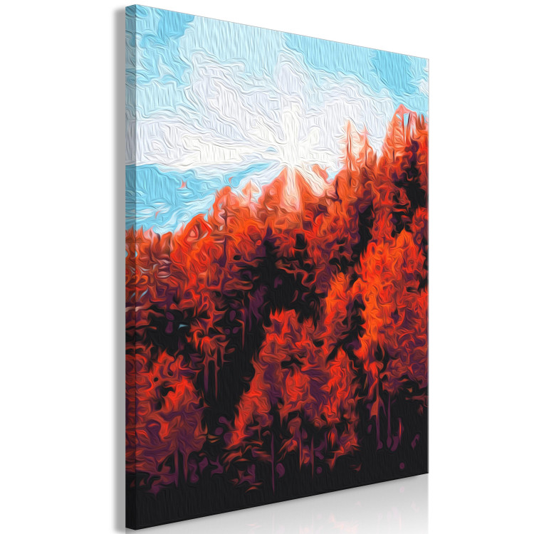 Cuadro para pintar por números Autumn Morning - Red Forest against the Blue Sky 146536 additionalImage 7