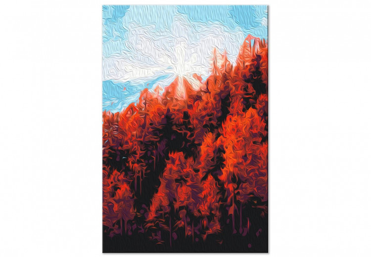 Cuadro para pintar por números Autumn Morning - Red Forest against the Blue Sky 146536 additionalImage 4
