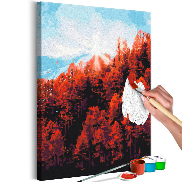 Cuadro para pintar por números Autumn Morning - Red Forest against the Blue Sky 146536 additionalImage 5