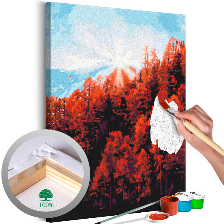Cuadro para pintar por números Autumn Morning - Red Forest against the Blue Sky 146536