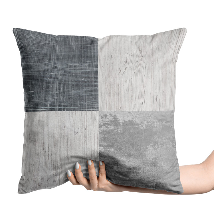 Cojin de velour Grey Squares - Geometric Composition With Multiple Textures 151336 additionalImage 3
