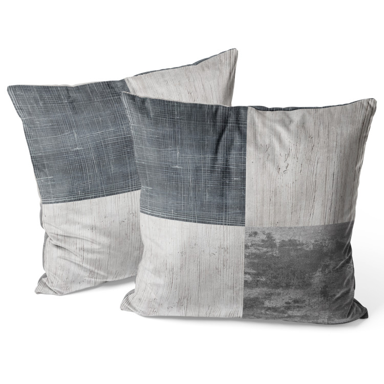 Cojin de velour Grey Squares - Geometric Composition With Multiple Textures 151336 additionalImage 2