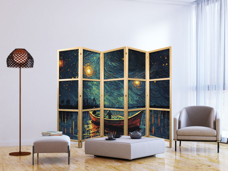 Biombo barato Starry Night - Impressionistic Landscape With a View of the Sea and Sky II [Room Dividers] 151746 additionalImage 6