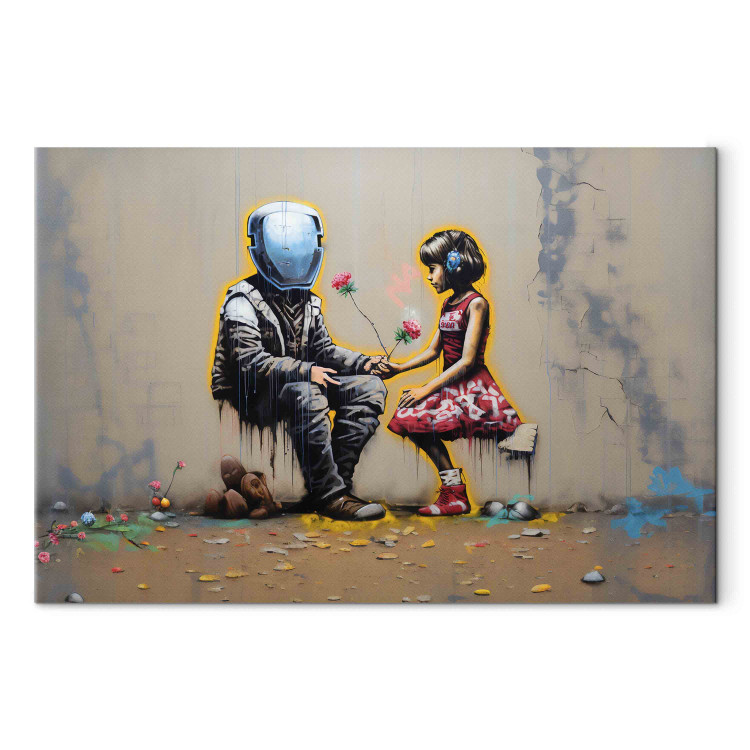 Cuadro decorativo Meeting AI - Futuristic Colorful Graffiti in the Style of Banksy 151756