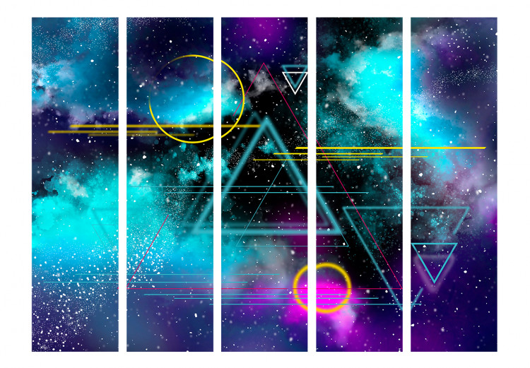 Biombo barato Cosmonaut’s Desktop - Graphics Depicting the Galaxy and Geometric Shapes 146286 additionalImage 3