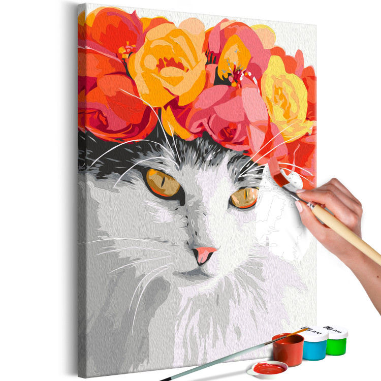 Cuadro para pintar por números Flowery Cat 135996 additionalImage 5