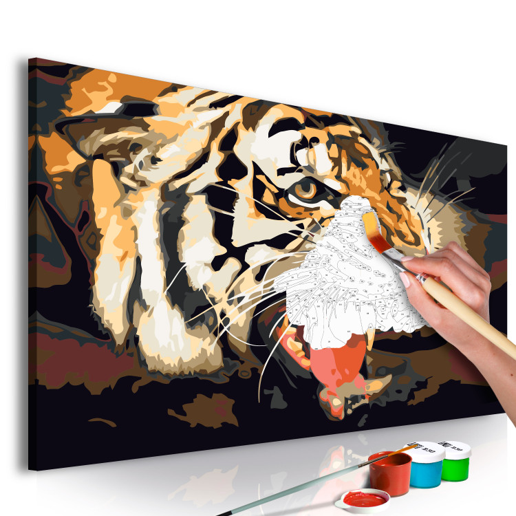  Dibujo para pintar con números Un tigre rugiendo 107317 additionalImage 3