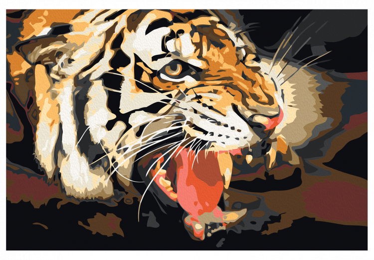  Dibujo para pintar con números Un tigre rugiendo 107317 additionalImage 7