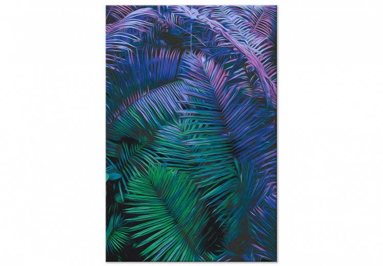 Cuadro para pintar con números Ultraviolet - Large Two-Color Palm Leaves on a Black Background 146217 additionalImage 4