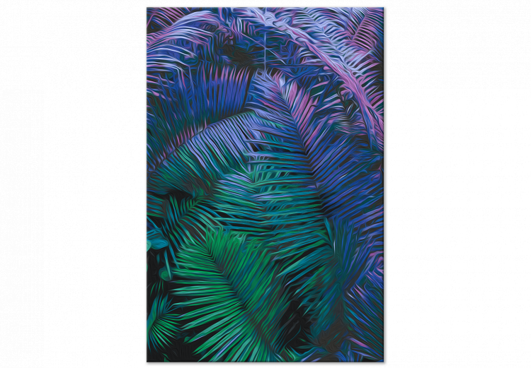 Cuadro para pintar con números Ultraviolet - Large Two-Color Palm Leaves on a Black Background 146217 additionalImage 3