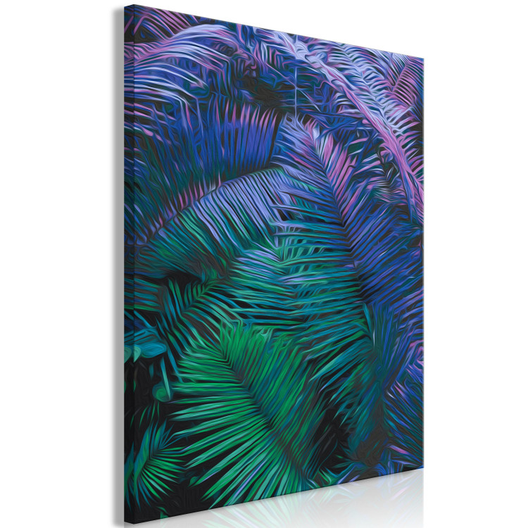 Cuadro para pintar con números Ultraviolet - Large Two-Color Palm Leaves on a Black Background 146217 additionalImage 6