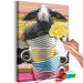  Dibujo para pintar con números Gray Rabbit - Furry Animal in Striped Cups and a Yellow Rose 144527 additionalThumb 7