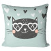 Cojín de microfibra Cat in love - animal and hearts held in shades of white and black cushions 147027