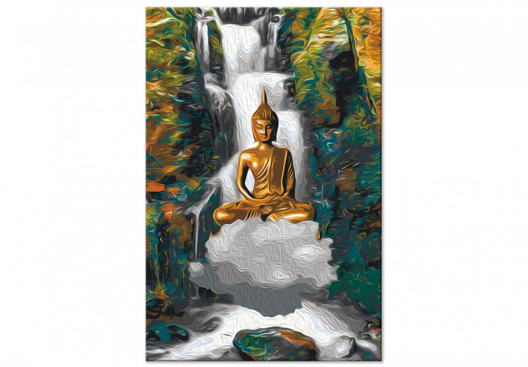 Cuadro numerado para pintar Levitating Buddha - Meditating Figure in Front of a Waterfall and a Forest 146537 additionalImage 3