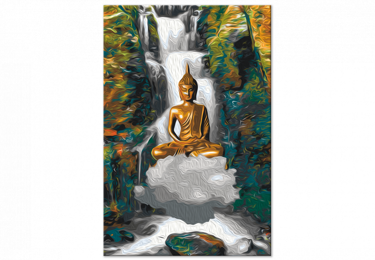 Cuadro numerado para pintar Levitating Buddha - Meditating Figure in Front of a Waterfall and a Forest 146537 additionalImage 4