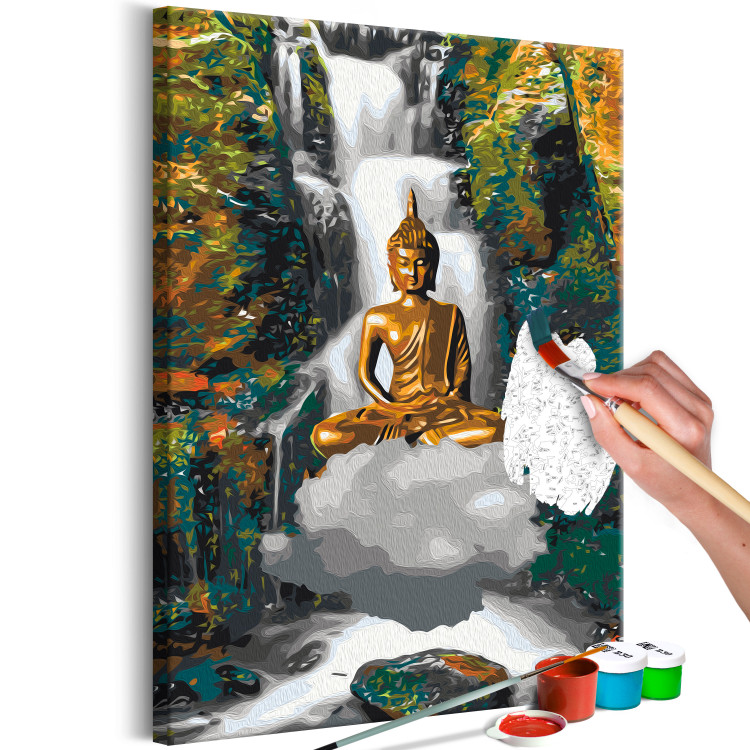 Cuadro numerado para pintar Levitating Buddha - Meditating Figure in Front of a Waterfall and a Forest 146537 additionalImage 7