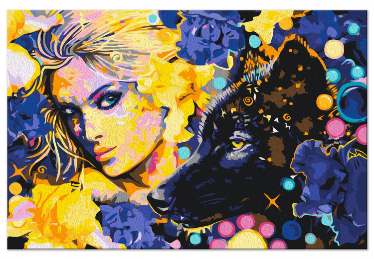 Cuadro numerado para pintar Golden Girl and Black Wolf 143647 additionalImage 5
