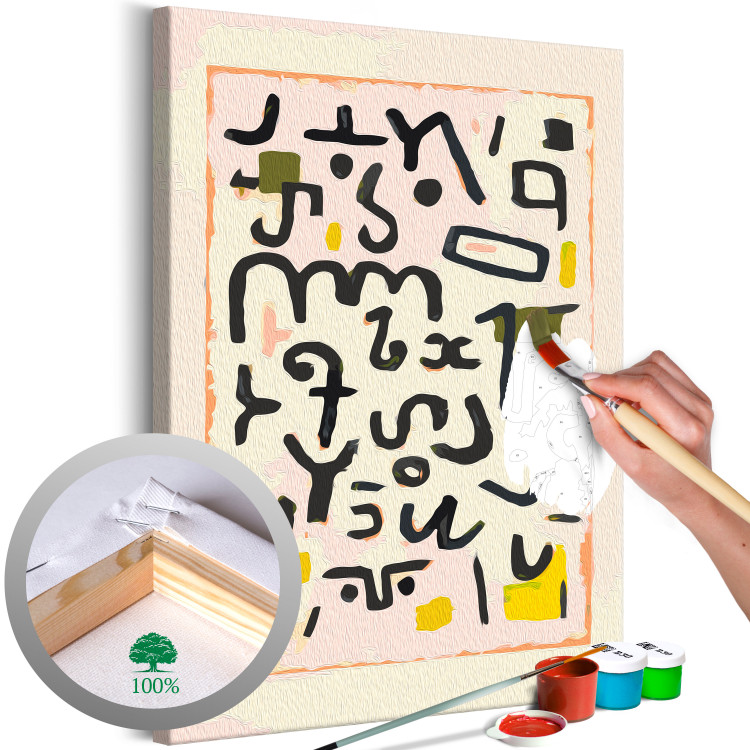 Cuadro numerado para pintar Paul Klee, Gesetz - Alphabet, Mysterious Letters on a Cream Background 148447