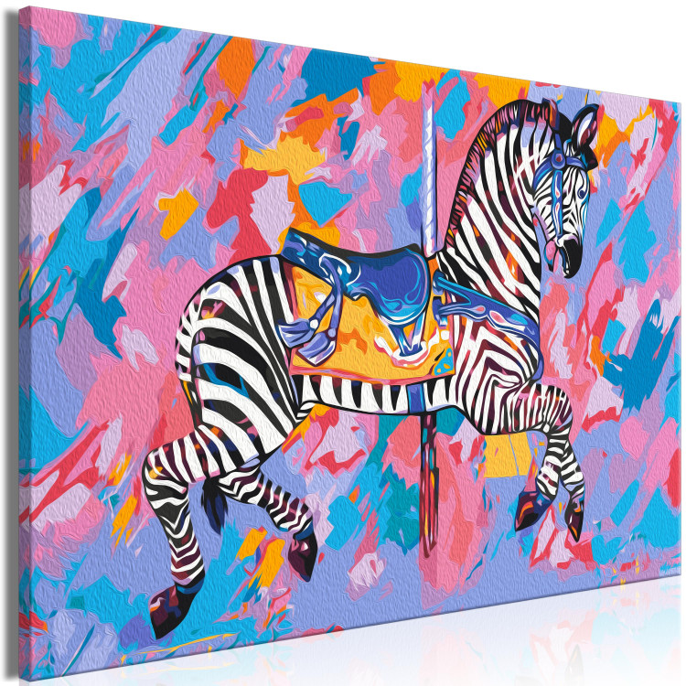 Cuadro numerado para pintar Rainbow Zebra - Striped Animal on a Colorful Artistic Background 144087 additionalImage 5