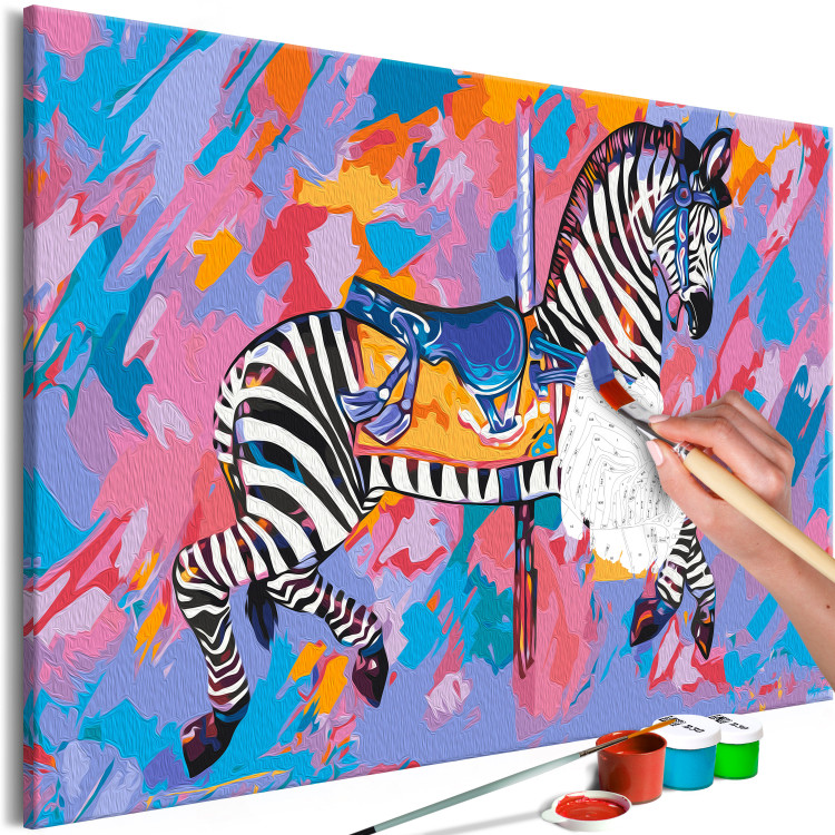 Cuadro numerado para pintar Rainbow Zebra - Striped Animal on a Colorful Artistic Background 144087 additionalImage 3