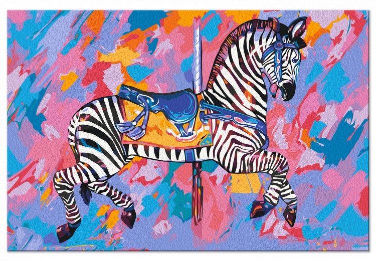 Cuadro numerado para pintar Rainbow Zebra - Striped Animal on a Colorful Artistic Background 144087 additionalImage 4