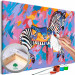 Cuadro numerado para pintar Rainbow Zebra - Striped Animal on a Colorful Artistic Background 144087