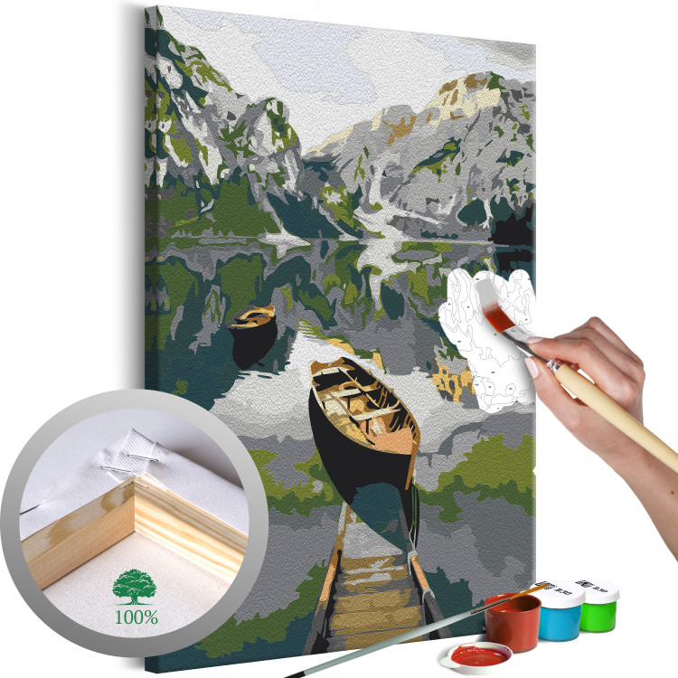  Dibujo para pintar con números Boat in the Mountains 132308