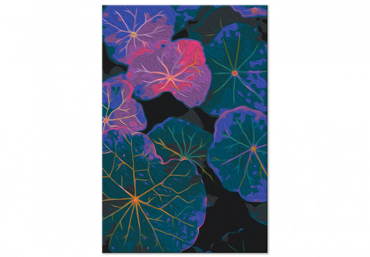 Cuadro para pintar por números Shaded Leaves - Plant of Green, Purple and Blue Colors 146208 additionalImage 4