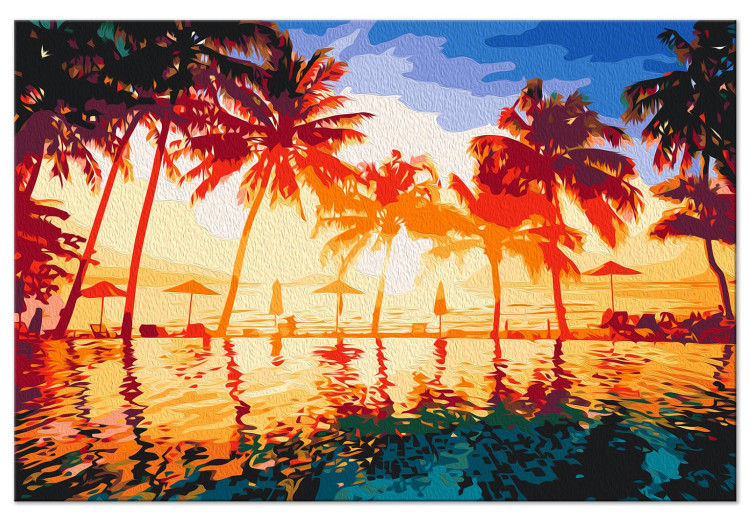 Cuadro para pintar por números Pool in the Sun - Palm Trees, Bright Sky and Turquoise Water 144518 additionalImage 3