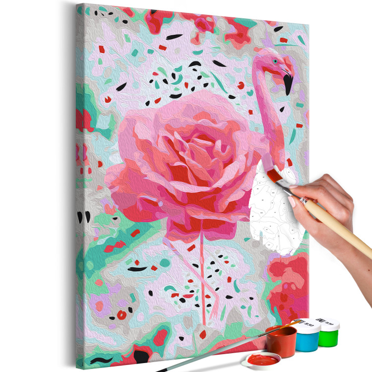 Cuadro para pintar por números Rose Flamingo - Pink Bird, Powdery Rose and Minty Shimmering Background 144618 additionalImage 7
