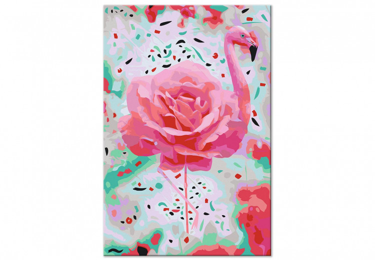 Cuadro para pintar por números Rose Flamingo - Pink Bird, Powdery Rose and Minty Shimmering Background 144618 additionalImage 5