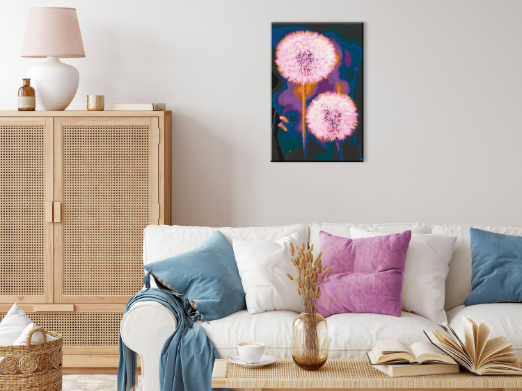  Dibujo para pintar con números Fluffy Balls - Large Pink Dandelions on a Dark Two-Color Background 146218 additionalImage 2