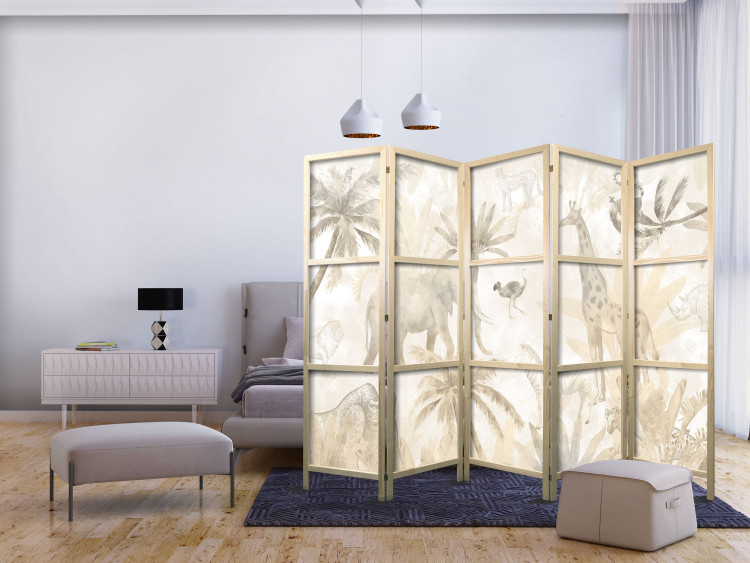 Biombo barato Tropical Safari - Wild Animals in Beige Shades on a White Background II [Room Dividers] 151728 additionalImage 8