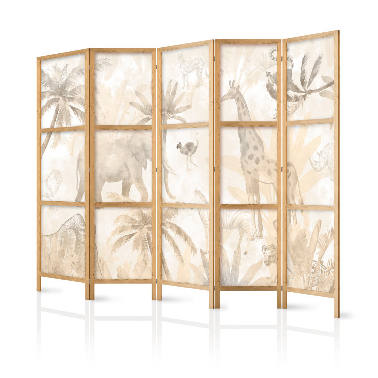 Biombo barato Tropical Safari - Wild Animals in Beige Shades on a White Background II [Room Dividers] 151728 additionalImage 5