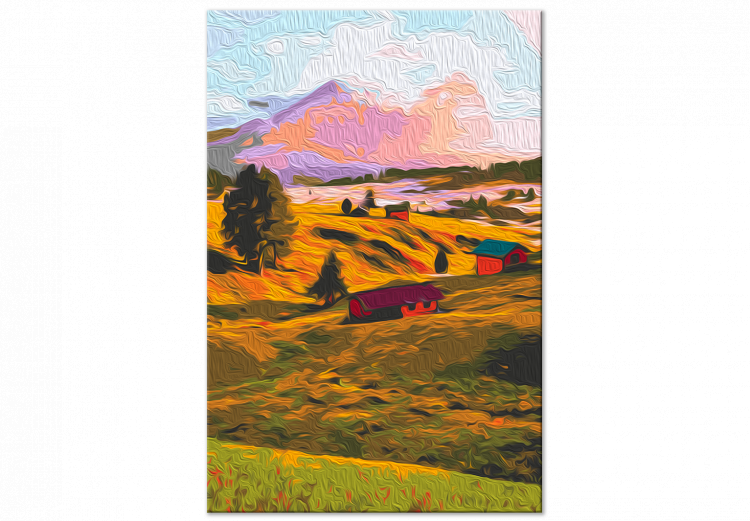  Dibujo para pintar con números Autumn Village - Landscape of a Sunny Valley against a Pink Sky 146538 additionalImage 4