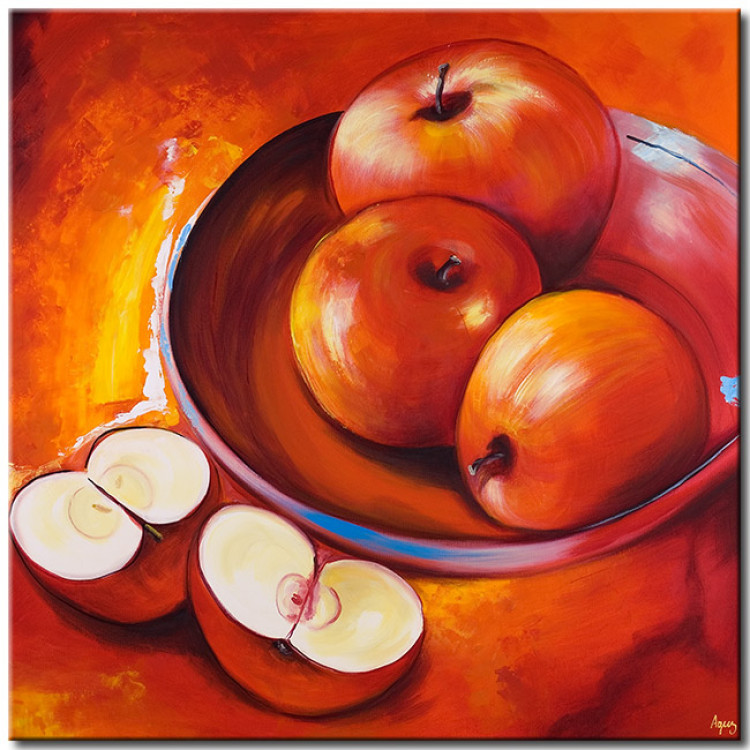 Cuadro decorativo Bodegón (1 pieza) - composición roja de manzanas maduras 48458
