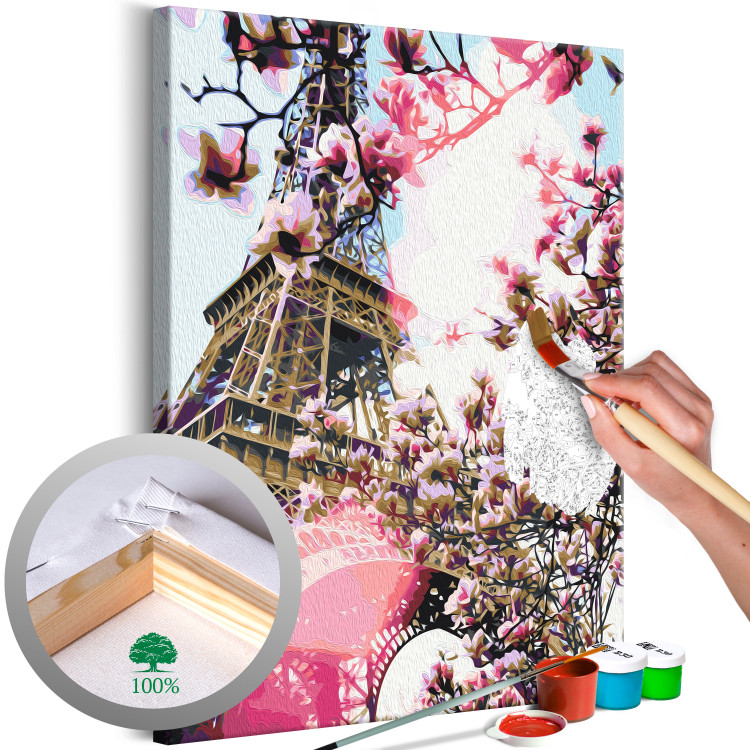 Cuadro para pintar con números Eiffel Tower and Magnolia Tree 138488