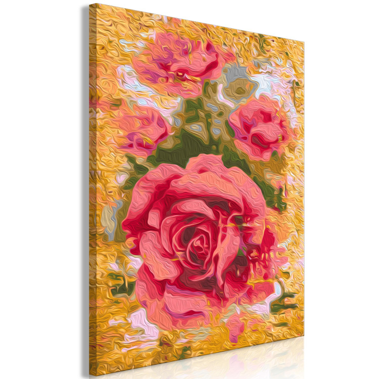 Cuadro para pintar con números Coral Rose - Red-Pink Flower on the Golden Background 146188 additionalImage 5