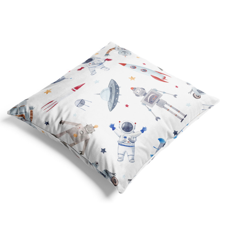 Cojin de velour Space Toys - Rockets and Astronauts Among the Stars on a White Background 151388 additionalImage 3