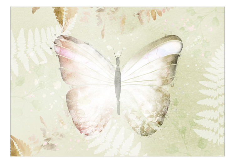 Fotomural Naturaleza paradisíaca - gran mariposa con plantas en verdes 143509 additionalImage 1