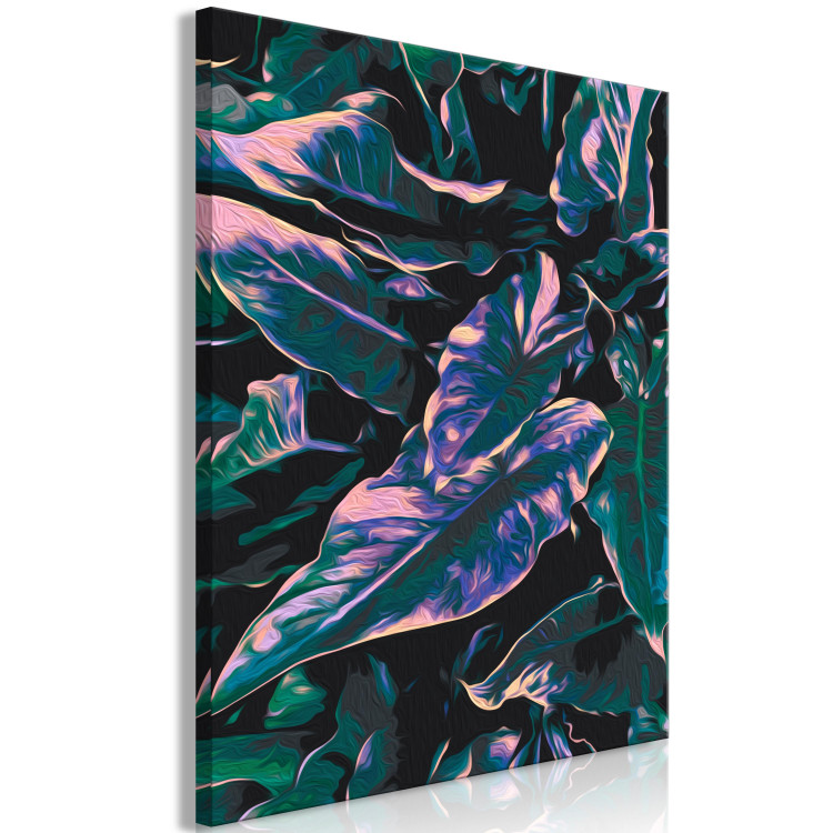 Cuadro para pintar por números Mysterious Plant - Dark Leaves of Purple and Turquoise Colors 146209 additionalImage 7