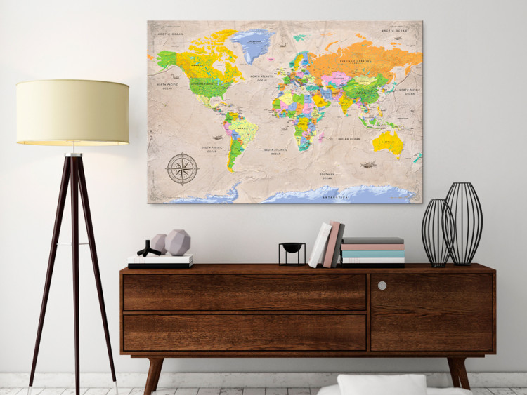 Cuadro decorativo Tierras desconocidas (1 parte) - mapa mundial colorido estilo vintage 95929 additionalImage 3